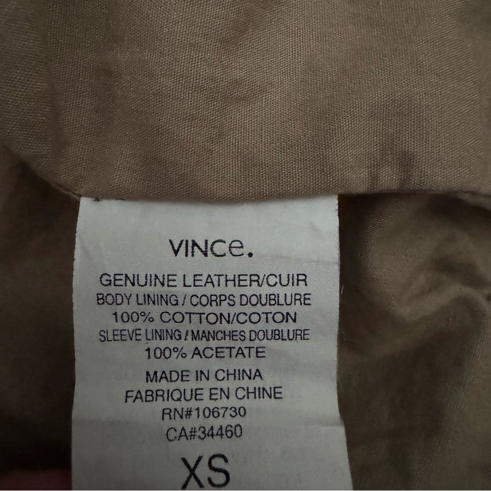 VINCE Genuine Leather Jacket Size XS - Picture 4 of 6